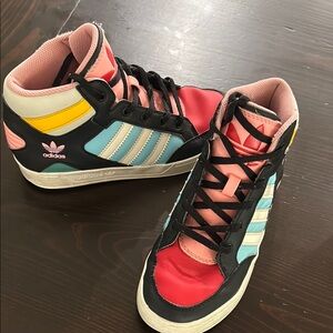 Adidas Colorful High-Top Sneakers with Stripes